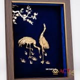 Quà tặng tranh Đôi Chim Hạc dát vàng 24k ACT GOLD ISO 9001:2015