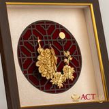 Quà tặng tranh Đôi chim công dát vàng 24k ACT GOLD ISO 9001:2015 (Mẫu 1)