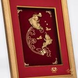 Tranh Cá Chép Vượt Vũ Môn dát vàng 24k ACT GOLD ISO 9001:2015 (Mẫu 4)