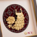 Quà tặng tranh Đôi chim công dát vàng 24k ACT GOLD ISO 9001:2015 (Mẫu 2)
