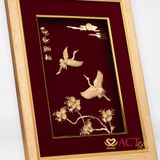 Quà tặng Tranh Đôi Chim Hạc dát vàng 24k ACT GOLD ISO 9001:2015