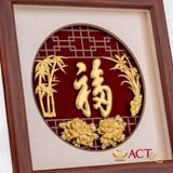 Quà tặng Tranh Chữ Phúc Hán Tự dát vàng 24k ACT GOLD ISO 9001:2015