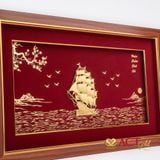Quà tặng tranh Thuyền dát vàng 24k ACT GOLD ISO 9001:2015