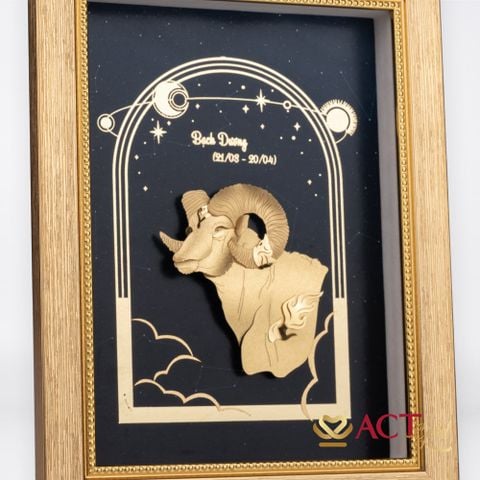 Quà tặng Tranh Cung Bạch Dương dát vàng 24k ACT GOLD ISO 9001:2015