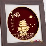 Quà tặng tranh Thuyền dát vàng 24k ACT GOLD ISO 9001:2015