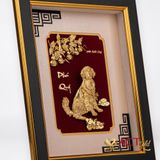 Quà tặng Tranh Chó Phú Quý dát vàng 24k ACT GOLD ISO 9001:2015