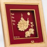 Quà tặng tranh Đôi Chim Công dát vàng 24k ACT GOLD ISO 9001:2015 (Mẫu 3)