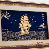 Quà tặng tranh Thuyền dát vàng 24k ACT GOLD ISO 9001:2015 (Mẫu 27)