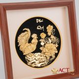 Quà tặng Tranh Gà trống dát vàng 24k ACT GOLD ISO 9001:2015