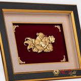 Quà tặng Tranh Em Bé Ôm Cá Chép dát vàng 24k ACT GOLD ISO 9001:2015