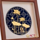 Quà tặng Tranh Hoa Sen dát vàng 24k ACT GOLD ISO 9001:2015