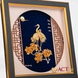 Quà tặng tranh Đôi Chim Hạc dát vàng 24k ACT GOLD ISO 9001:2015 (Mẫu 1)