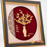 Quà tặng Tranh Bình Hoa Mai dát vàng 24k ACT GOLD ISO 9001:2015