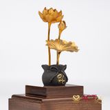 Quà tặng Chậu Sen 3 Cành dát vàng 24k ACT GOLD ISO 9001:2015(Mẫu 1)