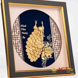 Quà tặng tranh Đôi Chim Công dát vàng 24k ACT GOLD ISO 9001:2015 (Mẫu 5)