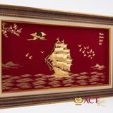 Quà tặng tranh Thuyền dát vàng 24k ACT GOLD ISO 9001:2015