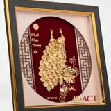 Quà tặng tranh Đôi Chim Công dát vàng 24k ACT GOLD ISO 9001:2015