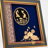 Quà tặng tranh Cá Chép Hoa Sen dát vàng 24k ACT GOLD ISO 9001:2015