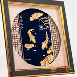 Quà tặng tranh Cá Chép Hoa Sen dát vàng 24k ACT GOLD ISO 9001:2015 (Mẫu 1)