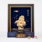 Quà tặng tranh Thuyền dát vàng 24k ACT GOLD ISO 9001:2015 (Mẫu 9)