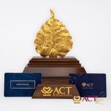 Tượng lá bồ đề dát vàng 24k ACT GOLD ISO 9001:2015 (Mẫu 2)