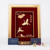 Quà tặng Tranh Đôi Chim Hạc dát vàng 24k ACT GOLD ISO 9001:2015