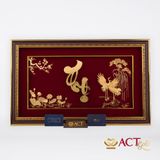 Quà tặng Tranh Chữ Thọ Hoa Sen dát vàng 24k ACT GOLD ISO 9001:2015