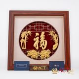 Quà tặng Tranh Chữ Phúc Hán Tự dát vàng 24k ACT GOLD ISO 9001:2015