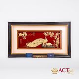 Quà tặng tranh Đôi Chim Công dát vàng 24k ACT GOLD ISO 9001:2015 (Mẫu 8)