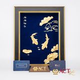 Quà tặng tranh Cá Chép Hoa Sen dát vàng 24k ACT GOLD ISO 9001:2015 (Mẫu 5)