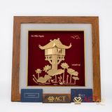 Tranh Chùa Một Cột dát vàng 24k ACT GOLD ISO 9001:2015