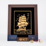 Quà tặng tranh Thuyền dát vàng 24k ACT GOLD ISO 9001:2015 (Mẫu 15)