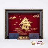 Quà tặng tranh Thuyền dát vàng 24k ACT GOLD ISO 9001:2015