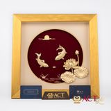 Quà tặng tranh Cá Chép Hoa Sen dát vàng 24k ACT GOLD ISO 9001:2015