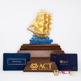 Quà tặng Thuyền Buồm dát vàng 24k ACT GOLD ISO 9001:2015
