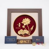 Quà tặng tranh Hoa Sen dát vàng 24k ACT GOLD ISO 9001:2015