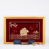 Quà tặng tranh Thuyền dát vàng 24k ACT GOLD ISO 9001:2015