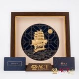 Quà tặng tranh Thuyền dát vàng 24k ACT GOLD ISO 9001:2015 (Mẫu 2)