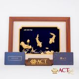 Quà tặng tranh Cá Chép Hoa Sen dát vàng 24k ACT GOLD ISO 9001:2015