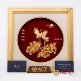 Quà tặng Tranh Tùng Hạc dát vàng 24k ACT GOLD ISO 9001:2015