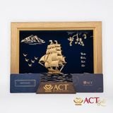Quà tặng tranh Thuyền dát vàng 24k ACT GOLD ISO 9001:2015