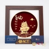 Quà tặng tranh Thuyền dát vàng 24k ACT GOLD ISO 9001:2015