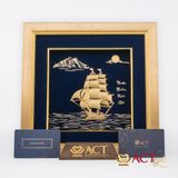 Quà tặng tranh Thuyền dát vàng 24k ACT GOLD ISO 9001:2015