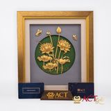 Quà tặng tranh Hoa Sen dát vàng 24k ACT GOLD ISO 9001:2015