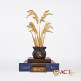 Quà tặng Chậu Cây Lúa dát vàng 24k ACT GOLD ISO 9001:2015 (Mẫu 1)