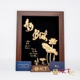 Quà tặng Tranh Chữ An Bình Hoa Sen dát vàng 24k ACT GOLD ISO 9001:2015