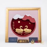 Quà tặng tranh Đôi Thiên Nga dát vàng 24k ACT GOLD ISO 9001:2015 (Mẫu 1)