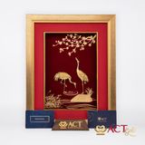 Quà tặng Tranh Đôi Chim Hạc dát vàng 24k ACT GOLD ISO 9001:2015