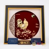 Quà tặng Tranh Gà Vàng Đại Cát dát vàng 24k ACT GOLD ISO 9001:2015