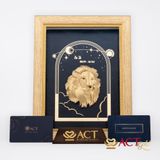Quà tặng Tranh Cung Sư Tử dát vàng 24k ACT GOLD ISO 9001:2015